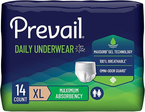 Prevail Daily Unisex Underwear Maximum Disposable Incontinence, XL, 14 ct