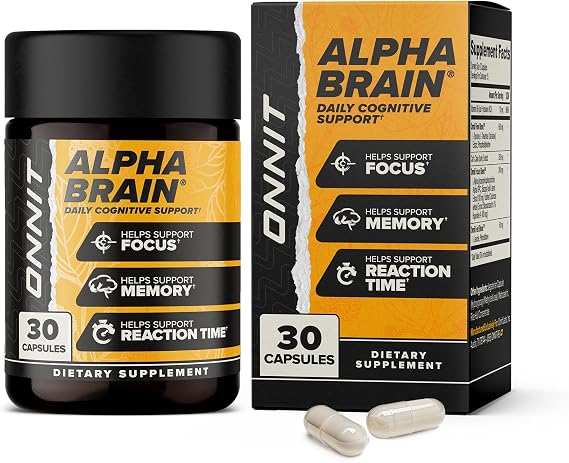 ONNIT Alpha Brain Nootropic Brain Supplement for Focus & Memory, 30 Count | IGEN Non-GMO Tested; L-Theanine, Alpha GPC & Vitamin B6; brain supplement for memory, focus & mental clarity, men & women