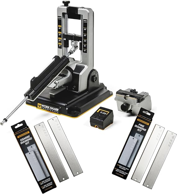 Work Sharp Professional Precision Adjust Knife Sharpener Tool complete system with 4 extra abrasive plates, 320-800 grit