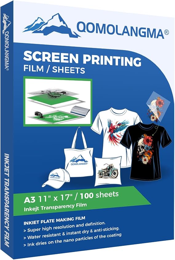 100 Sheets/pack Premium Waterproof Inkjet Transparency Film 11" x 17" for Screen Printing
