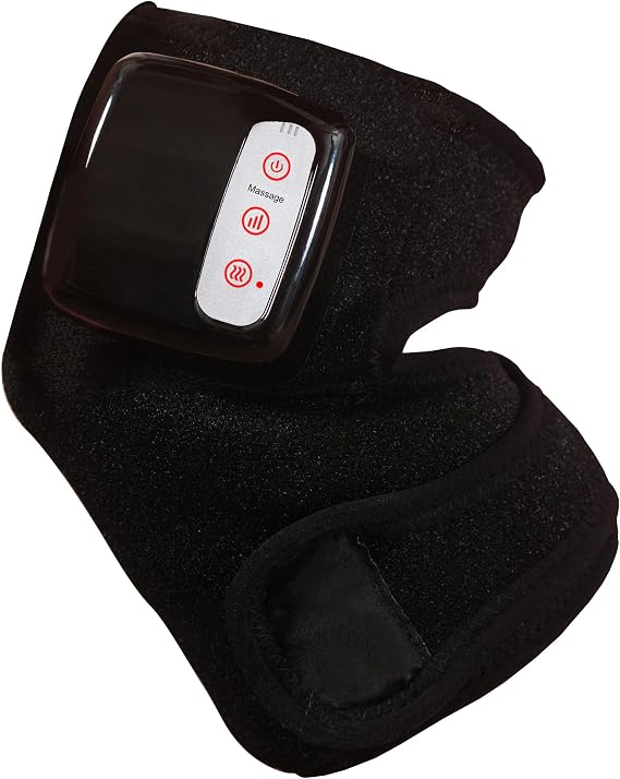 Knee Massager with Heat, Vibration, Jade Stones & Charcoal | Heated Knee Massager with Jade & Bamboo Charcoal, 3 Vibration Modes, Portable and Wearable Design & LED Controls