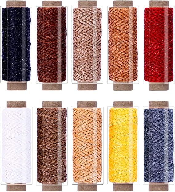BUTUZE 550Yards Leather Sewing Waxed Thread,150D 55Yards Per Spool Stitching Thread for Craft DIY,Bookbinding,Shoe Repairing,Leather Sewing