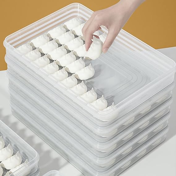 Cyrank Dumpling Box, Refrigerator Food Storage Box Stackable Dumpling Storage Box Cookie Storage Containers Dumpling Storage Container