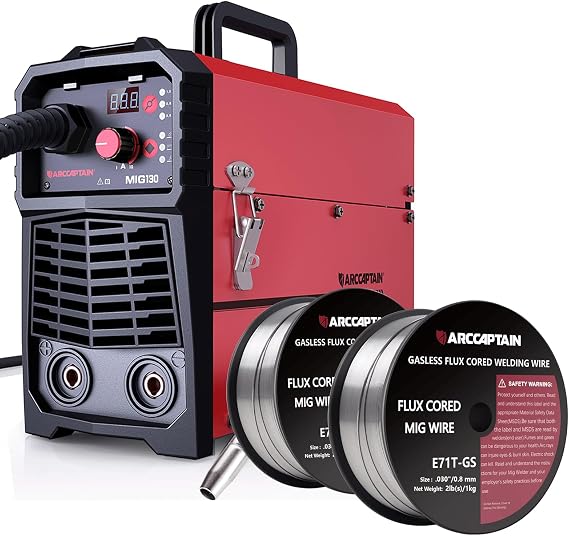 ARCCAPTAIN 130A MIG Welder & Flux core welding wire 0.8mm/.030" 2-Pound x2