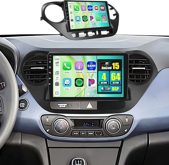 [DSP 4+64G] Android 15 Car Stereo for Hyundai I10 2014 2015 2016 2017, Hikity 9'' Touchscreen Radio Wireless Carplay Android Auto Mirror Link Bluetooth/5G WiFi, FM/EQ/RDS, SWC GPS Backup Cam+MIC