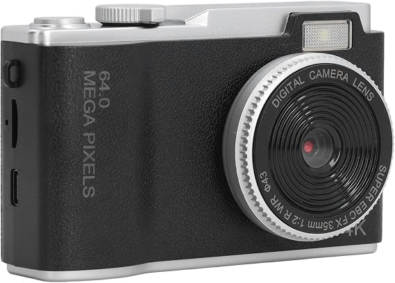 48MP 1080P Digital Camera Retro Compact Camera with 16x Zoom Anti-shake Auto Focus for Vlog Small Lightweight Travel Point & Shoot Camera Black