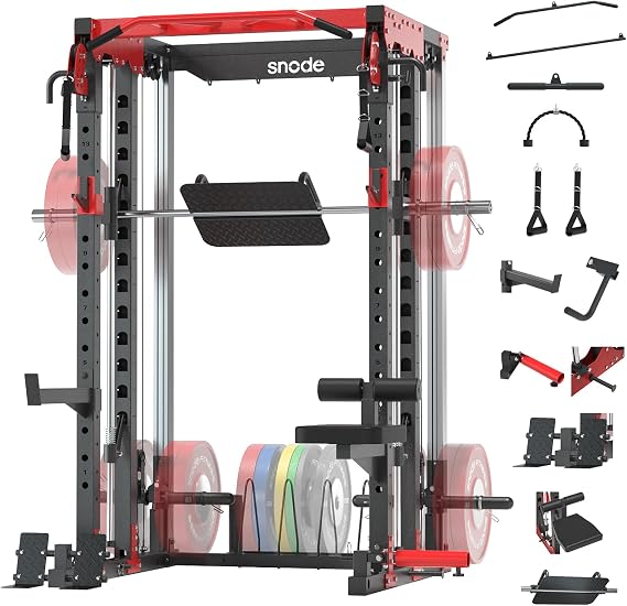 SNODE ALL10 All-in-One Smith Machine Home Gym, Multi-Functional Power Rack