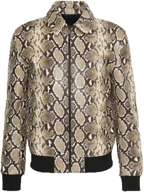 Cobra Men's Snakeskin Print Textured Biker Faux Leather Jacket