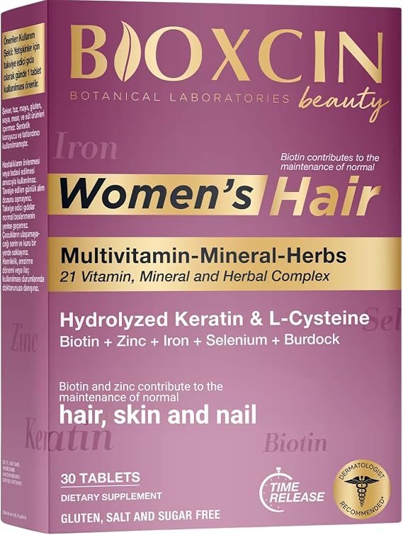 Bioxcin Women’s Hair Tablet – Kadınlar İçin Saç, Cilt ve Tırnak Sağlığını Destekleyen Takviye – 30 Tablet – Biotin, Keratin, Kolajen, Çinko ve Vitamin C İçerikli