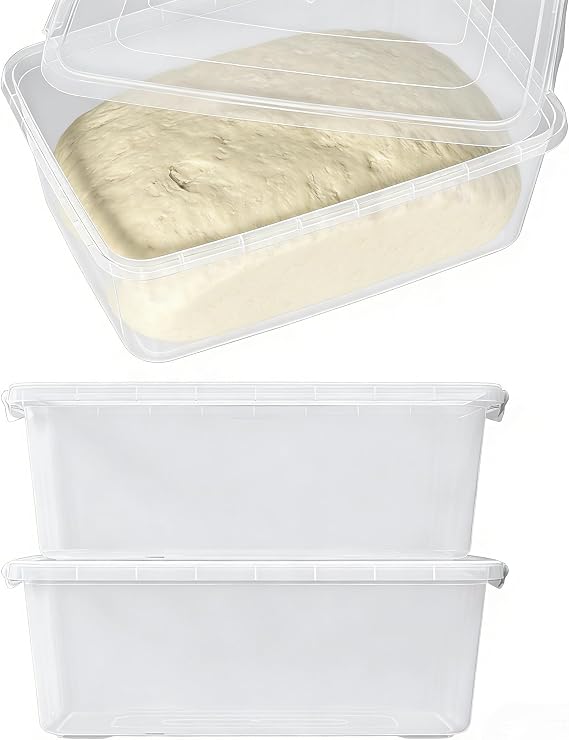 Zopnny 16 L Dough Proofing Box with Lid, Clear Stackable Pizza Dough Container, 2 Packs
