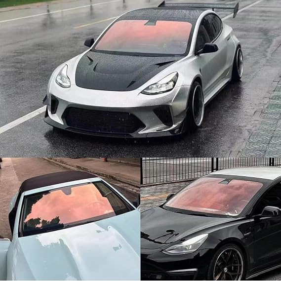 XhuangTech Car Window Tint Film, 75% VLT Chameleon Blue Pink Car Front Window Film 99% Anti UV Heat Rejection UV Block Protection Window Film, Car Tint Solar Film for Windshield/Side Window (0.5x3M)