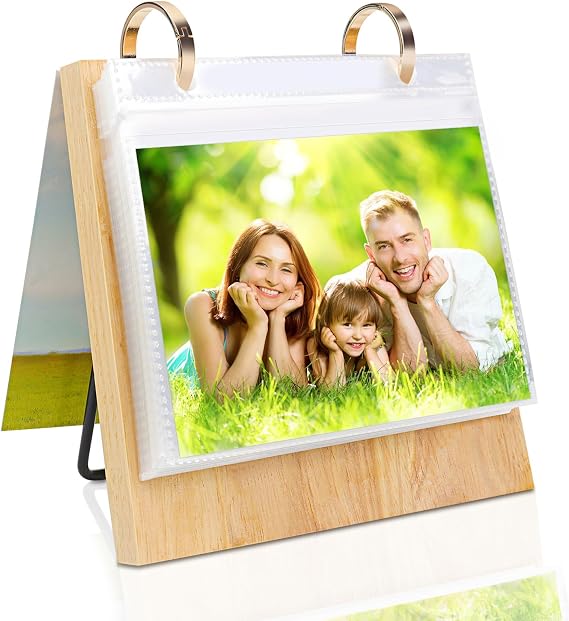 ZEEYUAN 4x6 Deskop Photo Album 4x6 Flip Photo Album on Stand with 60 Photo Pockets