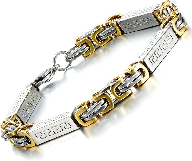 Urban Jewelry Mens Stainless Steel Byzantine Bracelet 9 Inches Sleek Chain