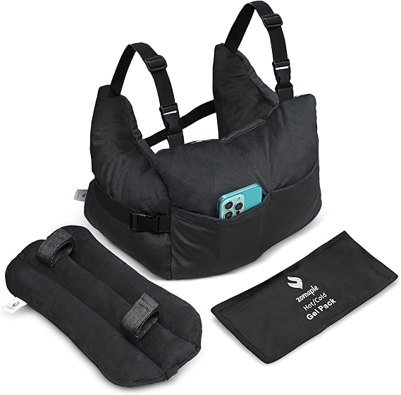Zomaple 5pc Mastectomy Pillow - Strap, GelPacks, Seat Belt Cover & Lanyard
