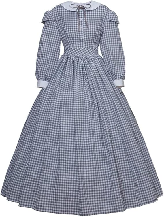 Renaissance Costume Women Victorian Era Civil War Medieval Retro Ballroom Plaid Dress