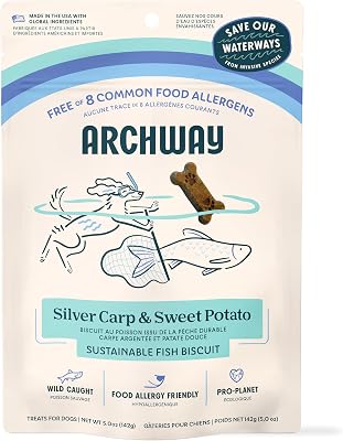 ARCHWAY Better Biscuit Sweet Potato Dog Treats - Omega Rich Wild Caught Fish - High Protein, Simple Ingredients Healthy Dog Treats - Hypoallergenic, Gluten-Free - USA Made 5 oz
