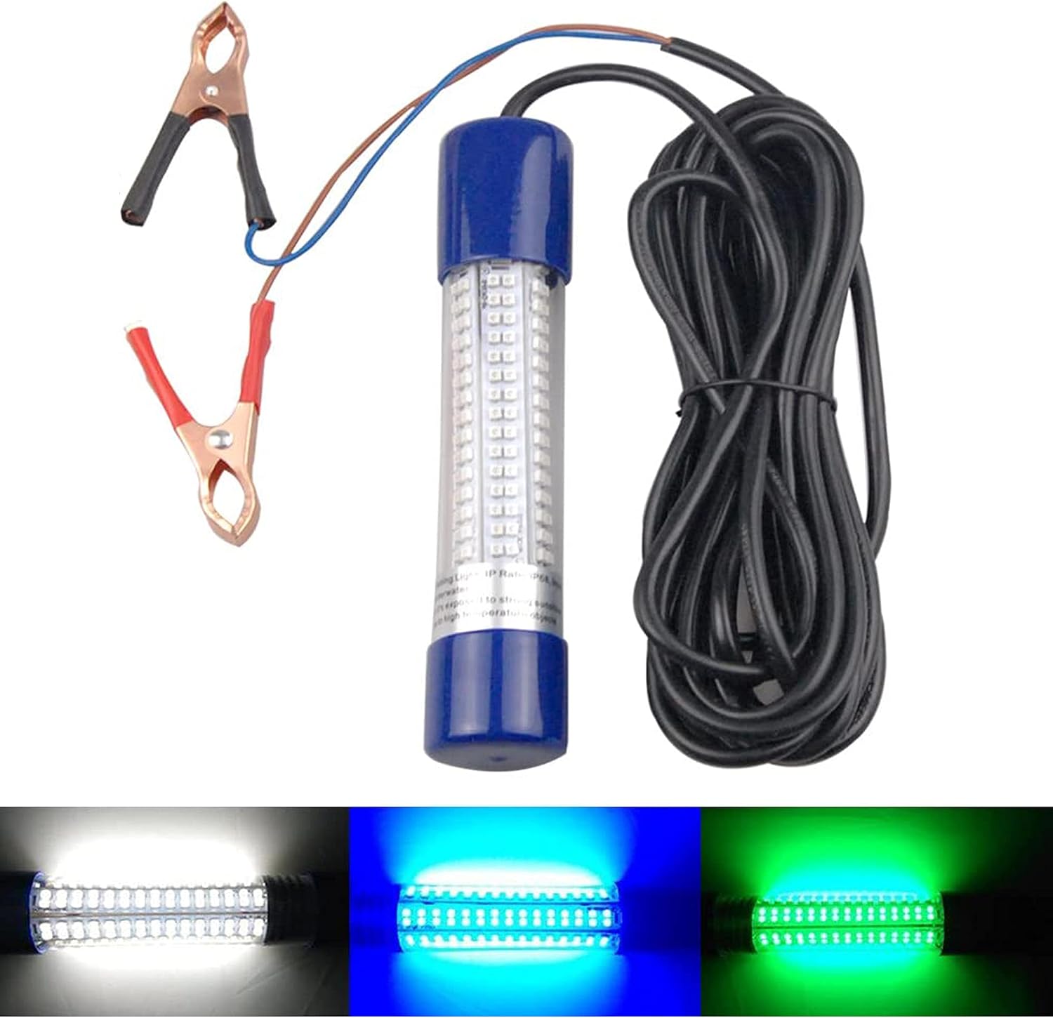 LED Underwater Fishing Light Squid Shrimp Light 12V-24V 8W 1000 Lumens Submersible Fish Light for Dock Super Bright Crappie Light Bait Light Boat Decorative Light with 6.6yd Cord for Night Fishing
