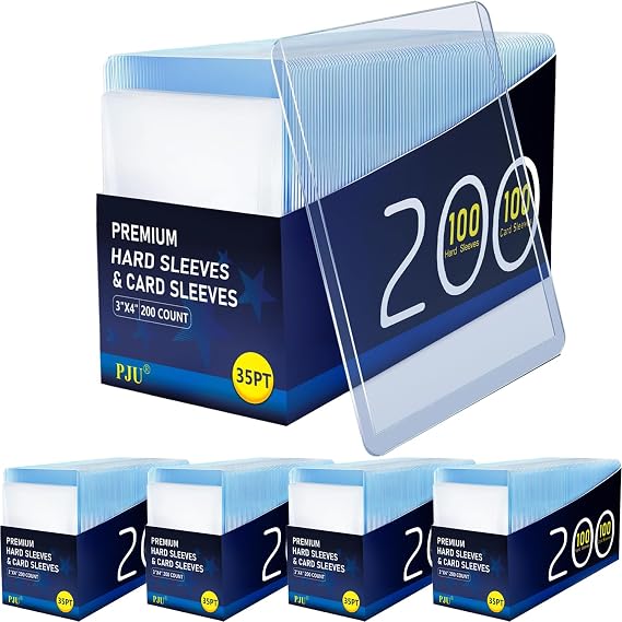 1000 Card Sleeves Hard Plastic, Trading Card Holder (500 Hard + 500 Soft)