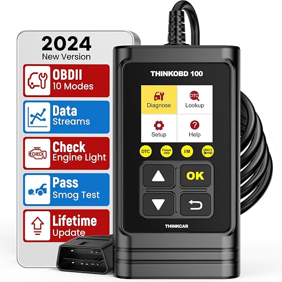 OBD2 Scanner, ThinkOBD 100 Car Code Reader Check Engine Light, Emission Test Scan Tool for Mechanics,Car Diagnostic Scanner for All OBDii Cars After 1996