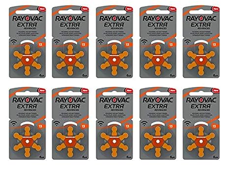 RAYOVAC EXTRA HEARING AID BATTERIES SIZE 13 NEW pack 60 pcs (Original Version)