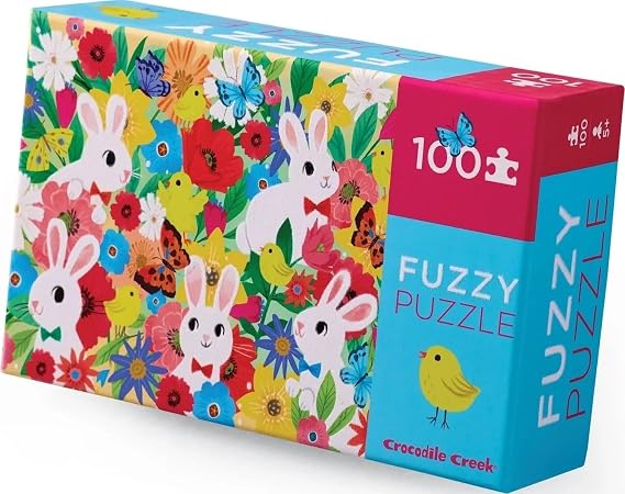 Crocodile Creek 100-Piece Jigsaw Puzzle for Kids Ages 5 and Up - Fun and Educational Table or Floor Puzzles - Heavy-Duty Box for Storage - Bunny - 15" W x 10" H Finished