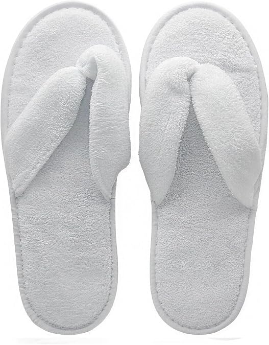 EQLEF White Flip Flops Spa slippers for Women and Men, Portable Hotel Slippers Soft Coral Velvet Wedding Flip Flops with Thick 6 mm Soles