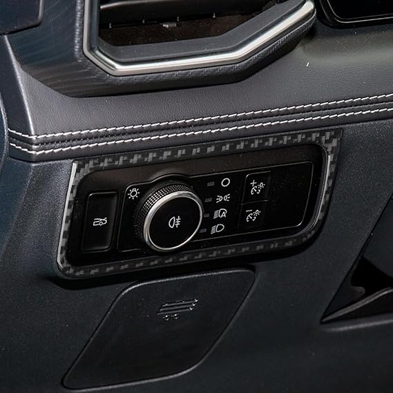 Real Premium Carbon Fiber Compatible with Ford Mustang 2024-2025 Accessories Car Headlight Switch Panel Cover Sticker Decal Interior Trim