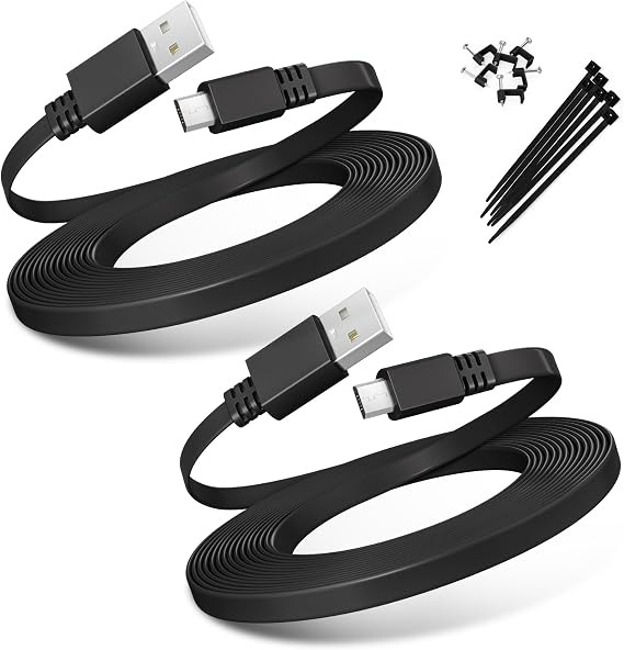 Basesailor Micro USB Power Cable 10FT 2Pack,3M Flat Micro USB Charging Cord