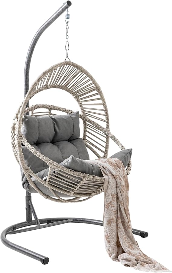 Nobel Tekli Rattan Bahçe Balkon Salıncağı Beyaz