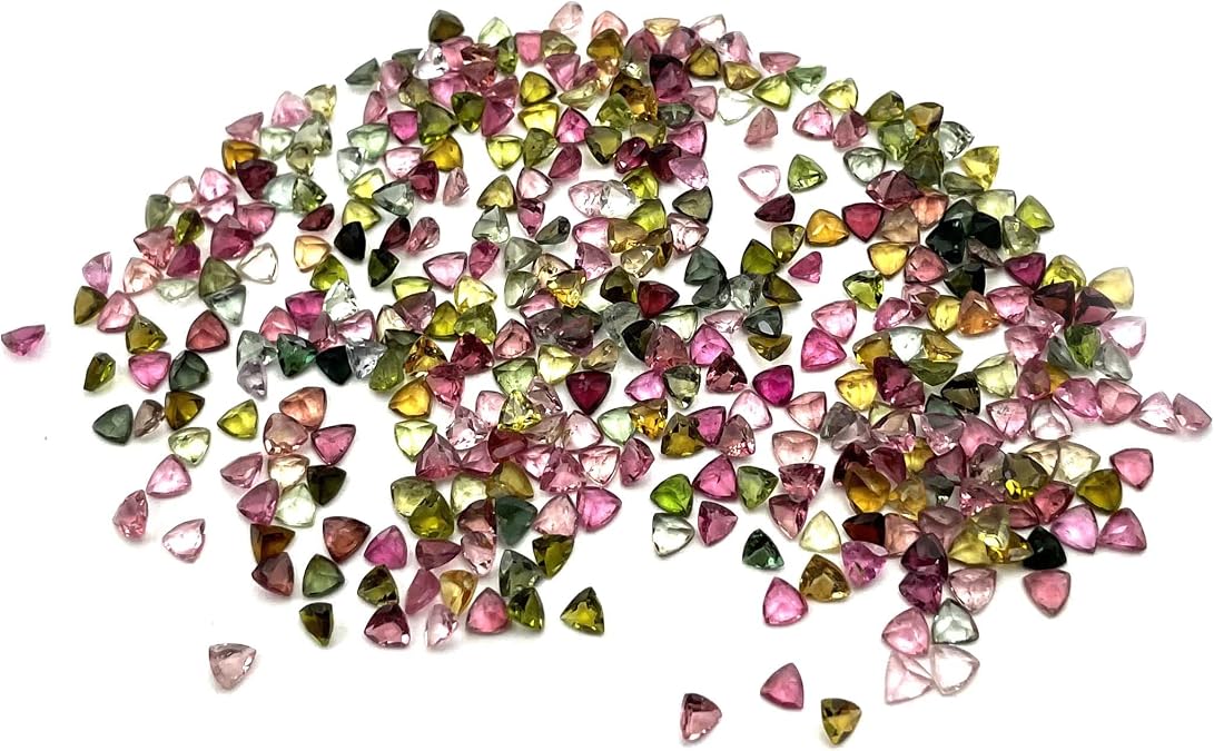 Natural Multi Tourmaline Trillion Cut Loose Gemstone 3.50 MM 10 CT 77 Pcs
