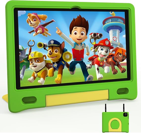 JREN Tablet for Kids|10 Inch 64GB Android 14|Octa-core|64GB|WiFi |Bluetooth|Parental Control|Kids Content|Children Tabletas EVA Green