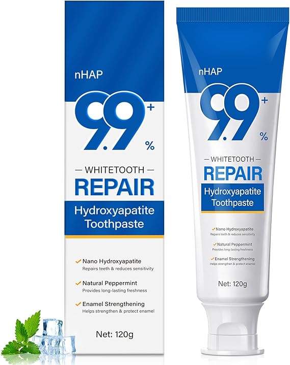 Hydroxyapatite Toothpaste for Enamel Protection & Tooth Strengthening - 9.9% Hydroxyapatite Enamel for Sensitive Teeth to Repair, Fluoride-Free Dental Care with Mint (1 PC)