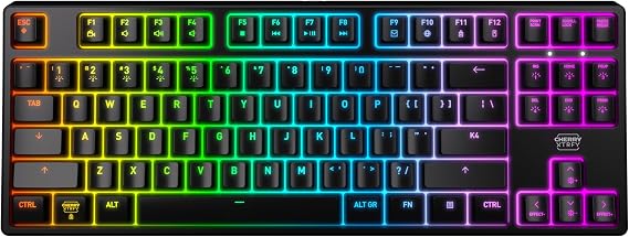 K4V2 TKL Mechanical Gaming Keyboard | Wired without Number Keypad | RGB Lighting MX2A Red Switch Black