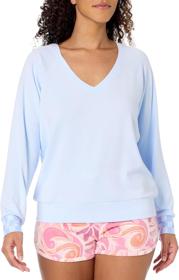 PJ Salvage Women's Loungewear Checked Out Long Sleeve Top