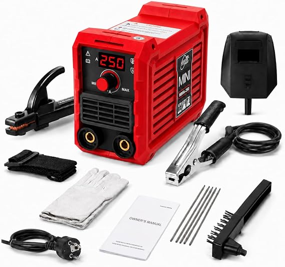 Welding Machine MMA Electrode Welding Machine 250A Mini Welding Machine Portable IGBT Inverter Welding Machine with LCD Display Mask Intelligent Cooling Overheating Protection