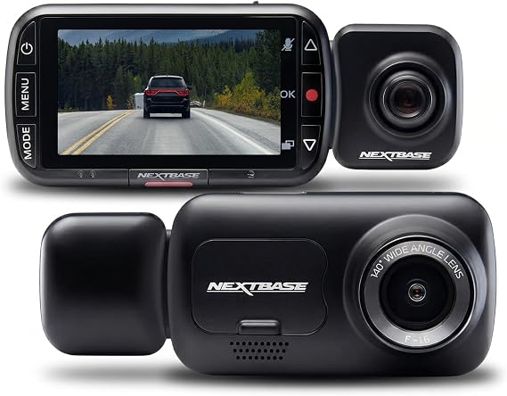 Nextbase 222x Front and Rear Dash Cam | Car Recording Camera | Full 1080p/30fps HD Recording DVR Cam | 140 Degree Wide Viewing Angle | SOS Emergency | Polarising Filter Compatible | Black