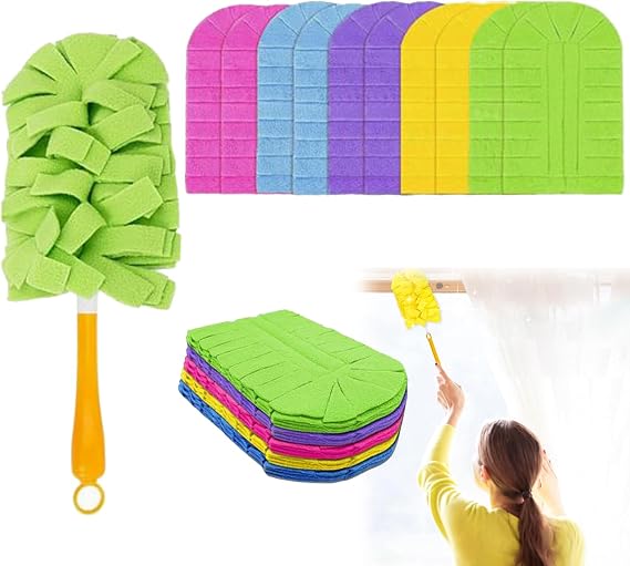 360 Electrostatic Duster Refills The Sustainable Choice for a Dust-Free Home, Reusable Duster Refills, 360 Heavy Duty Duster Refills for Cleaning, Office, Ceiling Fan (1 Handle + 10 Refills)