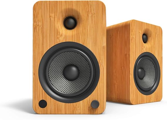 Kanto YU6BAMBOO Powered Bookshelf Speakers with Bluetooth and Phono Preamp | 5.25" Kevlar Driver | 200W Peak Power | Pair | Bamboo