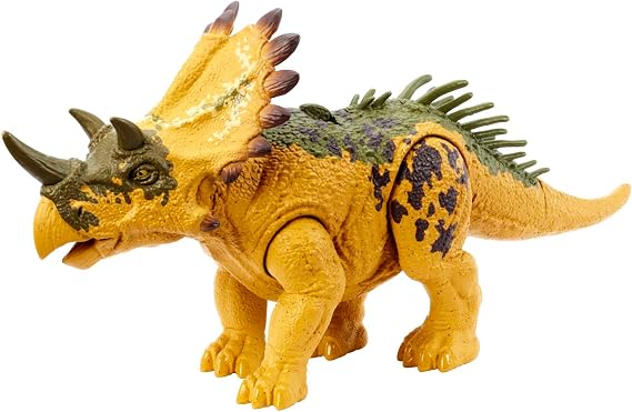 Jurassic World Dinosaur Toy Regaliceratops with Roar Sound and Attack Action, Wild Roar Posable Figure, Physical and Connected Digital Play, HLP19