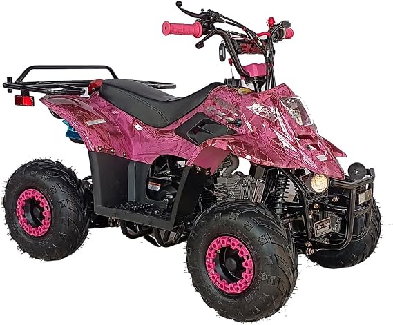 110cc ATV Four Wheelers Fully Automatic 4 Stroke Engine 16" Tires Quads for Kids Carbon Fiber