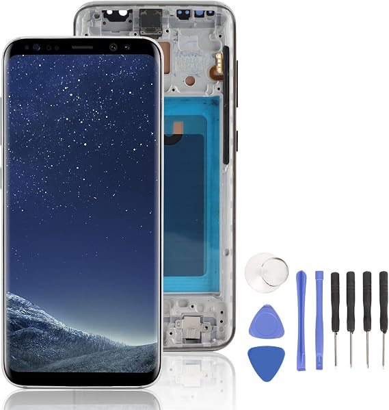 Screen Replacement for S8, LCD Digitizer Screen Touch Assembly, OLED Display for S8 G950 G950F T U V W, 5.8inch, with Frame kit,Tested Before Shipping