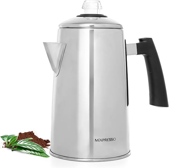 Mixpresso 12 Cup Coffee Percolator Stovetop, Stainless Steel Coffee Pot