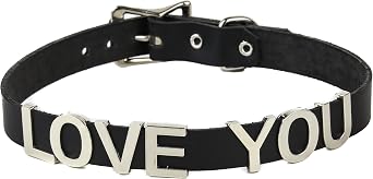 Sexy Leather Choker 3D Word Fetish Collar Daddy Whore Slave Slut