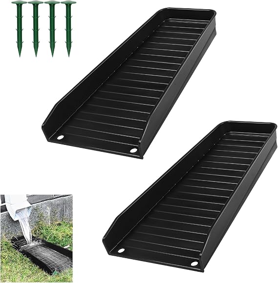Rain-Gutter Downspout Splash Block - Gutter Downspout Extensions for Rainwater Drainage, Lader Downwards Design, 16" Fixable Downspout Extender with 4 Fixing PP Nails