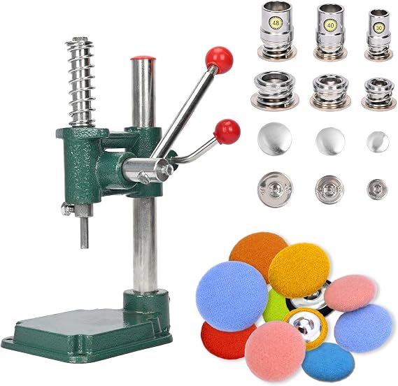 Handmade Fabric Cover Button Machine with 3 Molds (18/25/30mm) | with 300pcs Buttons, Button Maker DIY Tool, Fabric Buttons Maker Machine Kit for Decorate Clothes Hat Shoes