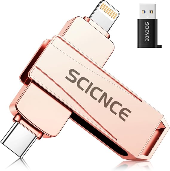 512GB Phone Flash Drive Photo Stick, USB Memory Stick for Photo Video Backup & Storage, No APP Required, Compatible with iPhone iPad Android PC, Rose Pink
