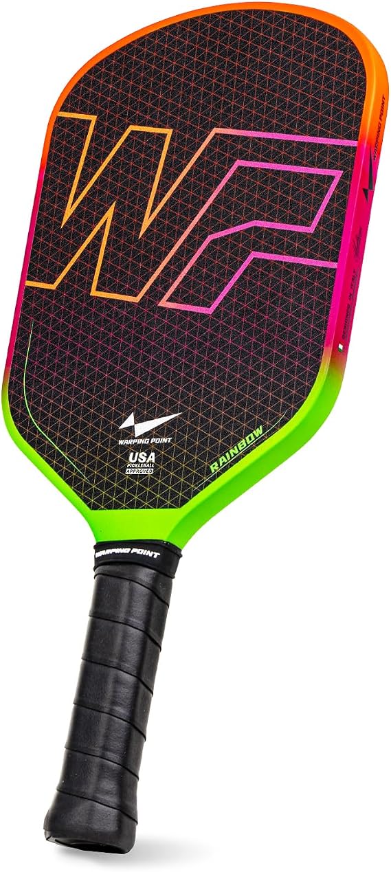 Warping Point Rainbow Power Pickleball Paddle,Gen 3 EdgeFusion Core Ignites Explosive Speed, 3-Layer Carbon Fiber & DualGrit Surface Deliver Pro-Level Spin, Edgeless Elongated Design, USAPA Approved