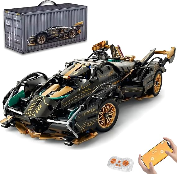 RC Car Kit 975 Pieces Twelve-Cylinder V-Model 1:14 Twelve-cylinder model car with 975 parts LED light app and 2.4 GHz control and motorised functions for driving.