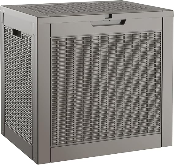 NUNU LAB Outdoor Storage Box 31 Gallon,Waterproof Indoor Outside Deck Boxes,Backyard Storage Bin for Package Delivery,Garden Tools,Patio Cushions,Pool Accessories,Storage Bench Lockable Lid,Tool Box