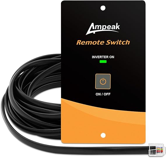 Inverter Remote Switch, 20Ft Cable, LED Indicator, Flush Mount | Compatible with Ampeak 1000W/1200W/1500W/2000W/3000W Inverters, RJ11 Connector, Easy Install